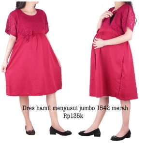 Dres hamil menyusui Jumbo 1542 Merah